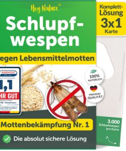 Hey Nature® Schlupfwespen gegen Lebensmittelmotten, 3 Karten (1 Karte pro Lieferung) - Effektive Mottenbekämpfung für Sp