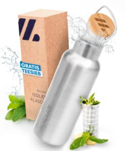 NORDMUT® Edelstahl Thermosflasche isoliert für Kinder und Erwachsene | 500 ml spülmaschinengeeignet mit Teesieb