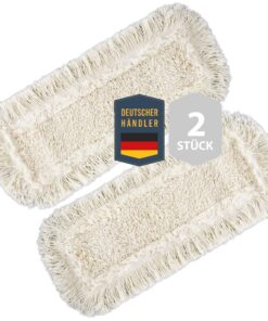 2 Stück PREMIUM Wischmopbezug Ersatzbezug Set Baumwolle für 40 cm Wischmop Klapphalter, EU-Produktion, Bodenputz für Lam