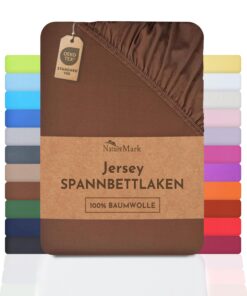 NatureMark Jersey Spannbettlaken, 100% Baumwolle - MARKENQUALÄTÄT ÖKOTEX Standard 100 | 120x200 cm - Schoko braun OEKO-T