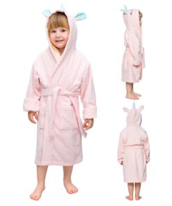 Twinzen Kinderbademantel Einhorn für Jungen und Mädchen - 100% Baumwolle - OEKO-TEX® Std. 100 - Sofort ein Komfort bei B