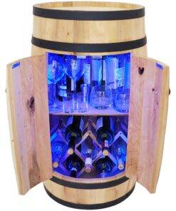 Weeco Fassbar Weinregal - Rustikaler deko Barschrank Weinständer 80 cm - Ideal für Whisky & Weinbars + RGB-Beleuchtung