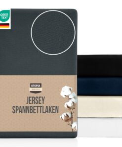 Utopia Bedding Jersey Spannbettlaken Anthrazit 140x200 cm - Ideals fürDicke Matratzen Baumwollmischung