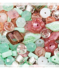 40 g Czech Bead Mix - Limited Edition - Bohemia Glas Gläsern Faceted Fire Polished - Hell Graugrün Rosa