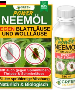 GREEN GUARDIA Power Neemöl Blattläuse Emulgator Gartenpflanzen, Wollläuse Behandlung, 250ml für 25 Liter