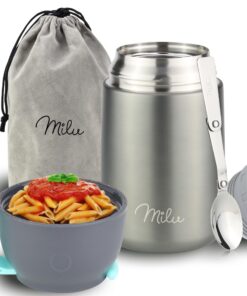 Milu® Thermobehälter 650ml Edelstahl mit Löffel für Kinder Erwachsene