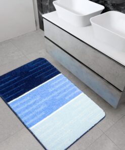 AKCILA COMO Bad Teppich Blau 50x80 cm| absorbierend | Families | Badezimmer | Anti-Schlittfuß | Waschbar | Rechteckig