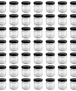 hocz 50x Mini Marmeladengläser 50 ml Set | Schwarz Schraubdeckel TO 43 | Leere Gläser für Marmelade Einmachen