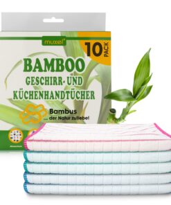 Muxel Bambus Geschirrtücher - Trockentuch für Geschirr und Küchenhandtücher - 10 Stück