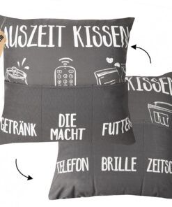 GEBETTER Lustige Zierkissenbezug zum Befüllen mit 6 Taschen Auszeit Kissen Geschenk zum Geburtstag Dekokissenhülle