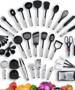 KRONENKRAFT® Edelstahl & Nylon Kochset - Kochwerkzeuge für Küchenprofessionelle - Sous-Cantine StartTime Cookware Set 42
