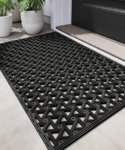 DEXI Rutschfest Fußmatte für den Außenbereich - 48 x 76 cm - Wasserdicht - Entwässerungsfunktion - Schwarz DEXI Langle