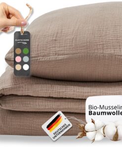 Musselin Bettwäsche 135x200 2-teilig | ÖkoTex Zertifiziert & Allergiker geeignet | Atmungsaktiv & schnell trocknend | Se