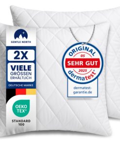 Gentle North Kopfkissen (80x80 cm groß) - Weiß - 2er Set für Bett und Deko - Ökotex - Waschbar - Zierkissen für Sofa und
