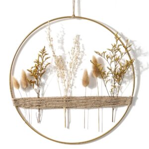 Trockenblumenkranz 30cm Metallring Trockblumen Boho Türkranz für Wohnzimmer Jahr around Hängend