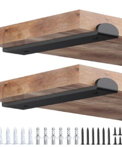 WELDUN 2 Set Metall Regalhalterung für Wandmontage, Tragkraft 75 KG, perfekt für Wohnzimmer und Büro - Schwarz