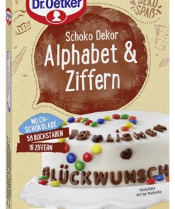 Dr. Oetker Schoko Alphabet u. Ziffern für Kuchen & Torten, essbare Tortendeko, Schoko ABC, Rainforest Alliance 58 g