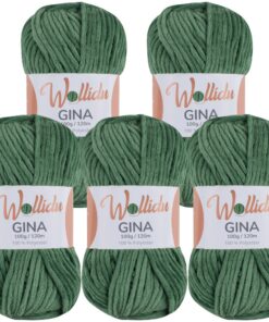 Wollidu Gina Chenille Garn - Stricken und Häkeln - Grün - 100% Polyester - OEKO-TEX STANDARD 100 - Familienfreundlich |