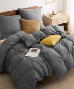 BEDSURE Bettwäsche 135x200 4teilig Anthrazit - ÖKO-TEX Standard 100, Grau Polyester Mikrofaser Reißverschluss BEDSURE Be