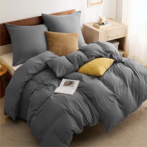 BEDSURE Bettwäsche 100% ÖKO-TEX Anthrazit - 2 Bettbezüge 135x200 cm + 2 Kissenbezüge 80x80 cm BEDSURE ÖKO-TEX Bettwäsch