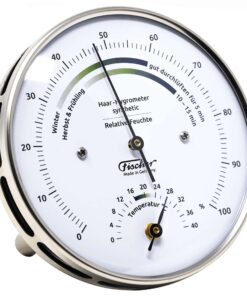 Fischer 12|01HT-01 Hygrometer & Raumthermometer – 103 mm Edelstahl, Präzises Wohnklima‑Messgerät (Made in Germany)