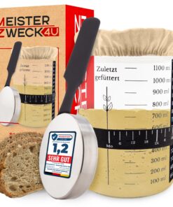 Sauerteig Starter Set 1100ml Gärglas - Mit Thermometer & Brotback-Zubehör zum Sauerteig Brot backen