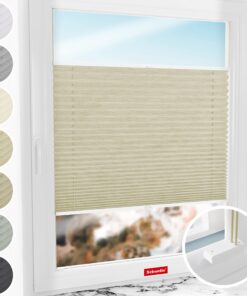 Schuette® Plissee mit Bohren zum Anschrauben Dolomite Light Coffee 95x200cm Suprafix Faltrollo Bequeme Rollo Montage