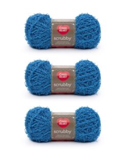 Red Heart E83|0501P03 Scrubby Garn - Polyester - Ozean - 3 Paket - 3 Stück - Soft & Comfortable - Easy Wash & Dry - Perf