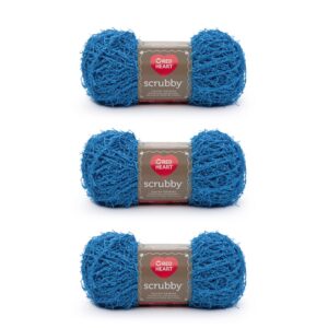 Red Heart E83|0501P03 Scrubby Garn - Polyester - Ozean - 3 Paket - 3 Stück - Soft & Comfortable - Easy Wash & Dry - Perf