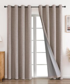 CUCRAF 100% Blickdicht Leinen Vorhänge für Wohnzimmer und Schlafzimmer mit Thermoschutz und Schallschutz, H245 x B140 cm