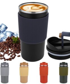 Disoza Thermobecher zu Go für Kaffee Schwarz 480 ml mit Deckel Kaffeebecher zu Go mit Thermounterhaltung