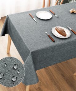 AooHome Abwaschbare Graue Tischdecken 100x140cm - Dauerhaft Kratzfest & Wasserabweisend für Wohn- & Esszimmer sowie Balk