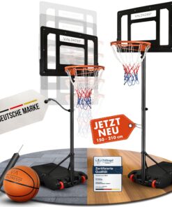 VALENESS® Basketballkorb Outdoor - Höhenverstellbar und Wetterfest - Perfekt für Kinder und Erwachsene, 135 bis 305 cm H