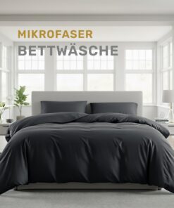 Lavea® Bettwäsche Set Ultraweich, Atmungsaktiv & Hypoallergen - Anthrazit Microfaser, ÖKO-TEX-Qualität, 155x220 + 80x80