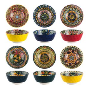 Henten Home Salatschüsseln - Bunt Keramik für Frühstück & Tafelservice 6 Stück 750ml Bohämischer Stil