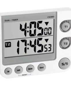 TFA Dostmann Digitaler 2-Fach Timer - Küchentimer, mit LED-Warnlicht & Memory-Funktion, weiß | TFA Dostmann 2-Fach Time