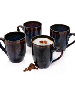 Sänger PREMIUM COLLECTION Kaffeetassen Set Tokio 4 tlg, Spülmaschinenfest, Blau-Schwarz Braun | Kaffeebecher Set 4 Perso