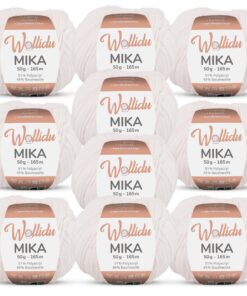 Wollidu Mika Weiß - Oeko-Tex Strickgarn Häkelgarn für Häkeln und Stricken 10x 50g/165m