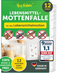 Hey Nature Lebensmittelmottenfalle, 12 Stück, insektizidfreie Pheromonfalle mit maximaler Lockwirkung zur Befallsermittl