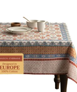 Maison d'Hermine Rechteckige Tischdecke OEKO-TEX Baumwolle 220x160cm Festlich für Weihnachtsdekorationen und Alltagsgebr