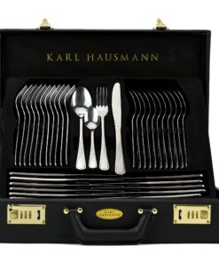 KARL HAUSMANN Besteck Set 12 Personen - Spülmaschinenfest & Rostfrei - Edelstahl - Schwarz Koffer - Cutlery Set 12 Peopl