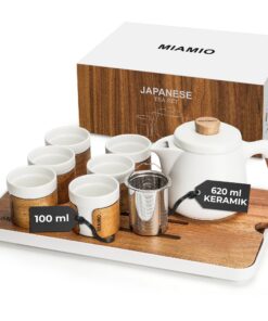 MIAMIO - Japanisches Tee Set für Teeliebhaber (Weiß) MIAMIO - Asiatische Teekanne Set für Männer und Frauen (Weiß) M