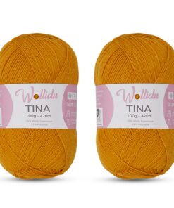 Wollidu Tina Sockenwolle – 100g/420m Wolle/Polyamid – 100%_QUALITÄT uni Senfgelb