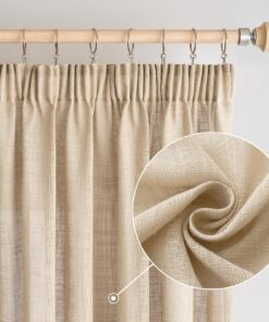 Woaboy Leinen Gardinen Beige 140x225cm Wohnzimmer Schlafzimmer Halbtransparent Modern Schlaufengardinen (BxH) Kräuselban