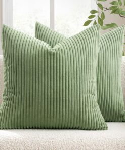 MIULEE Weiches Kissen für Sofa Zuhause Schlafzimmer 45x45 cm Bohnengrün MIULEE Dekorative Zierkissenbezüge Kordsamt Weic