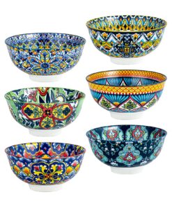 HENXFEN LEAD Porzellan Müslischalen Bunt Bohemian Style 6er Pack