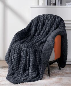Topblan Gewichtsdecke für Erwachsene (152,4 x 203,2 cm, 9 kg, Dunkelgrau), weiche Sherpa-Queen-Size-Decke, geschützt dur