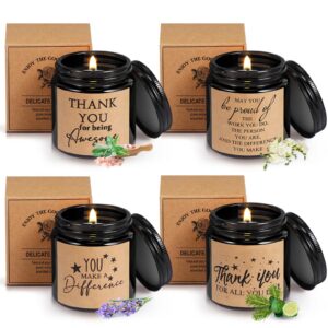 4 Stück Awesome Dankeschön Kerzen, inspirierende Duftkerzen für Mitarbeiter und Geschenke, 4 Düfte