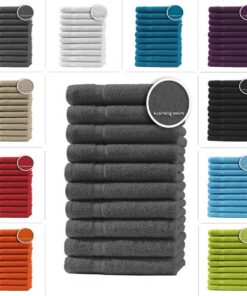 One-Home 10er Set Gästetücher Präzise Anthrazit/Grau Frottee Badetücher 100% Baumwolle 30x50 cm
