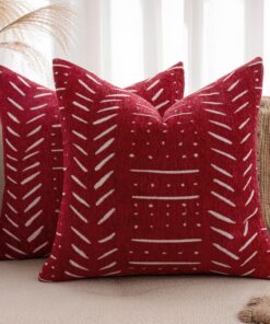 MIULEE Weihnachten Rot Chenille Kissenbezüge 40x40 für Couch und Sofaemaske Elegantes Boho Design Wohnzimmer